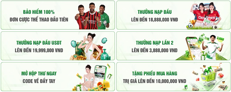 Khuyến Mãi OK9 Mới Nhất 2026 - Nhận Ngay 100% Tiền Thưởng 2 Tổng Hợp Các Chương Trình Khuyến Mãi OK9 Nóng Hổi Nhất 2026